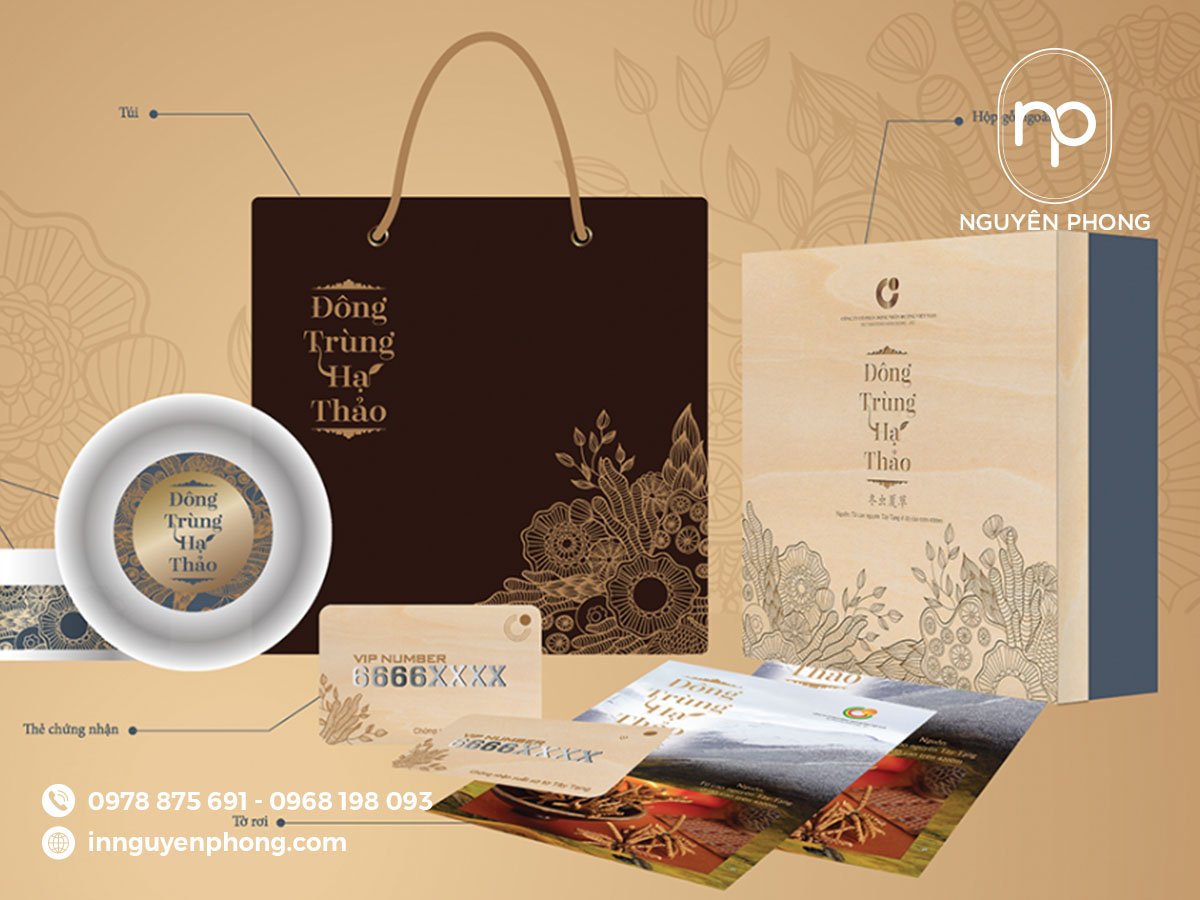 Bao bì đầy đủ đựng đông trùng hạ thảo